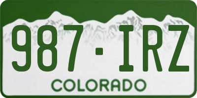 CO license plate 987IRZ