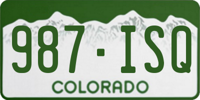 CO license plate 987ISQ