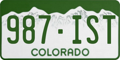 CO license plate 987IST