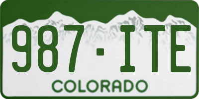 CO license plate 987ITE