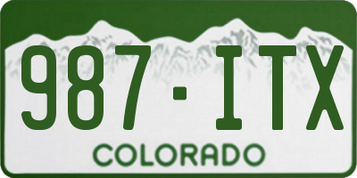 CO license plate 987ITX
