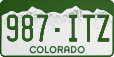 CO license plate 987ITZ