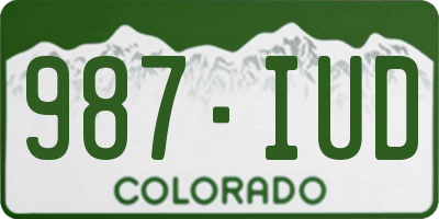CO license plate 987IUD