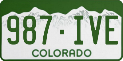 CO license plate 987IVE