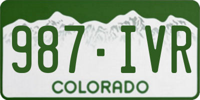 CO license plate 987IVR