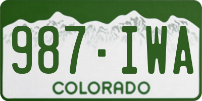 CO license plate 987IWA