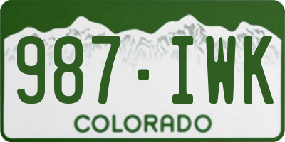 CO license plate 987IWK