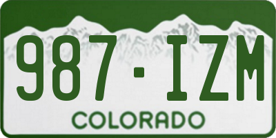 CO license plate 987IZM