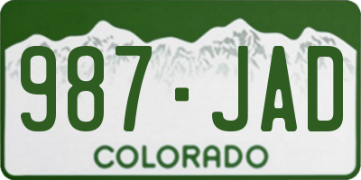 CO license plate 987JAD