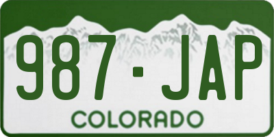 CO license plate 987JAP