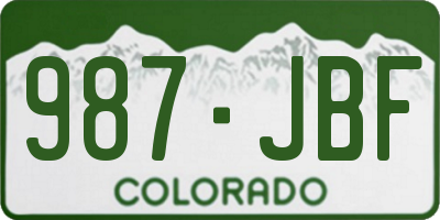 CO license plate 987JBF
