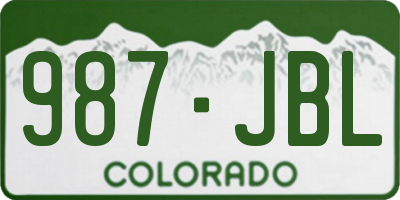 CO license plate 987JBL