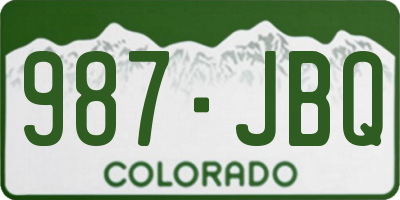 CO license plate 987JBQ