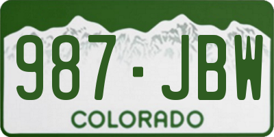 CO license plate 987JBW