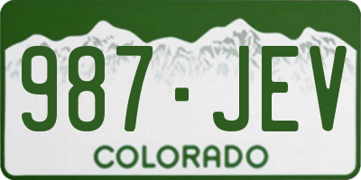 CO license plate 987JEV