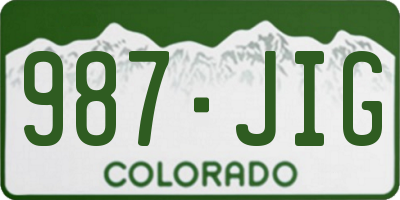 CO license plate 987JIG
