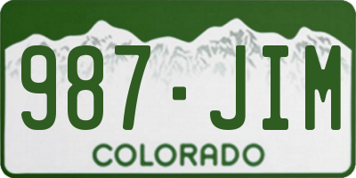 CO license plate 987JIM