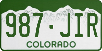 CO license plate 987JIR
