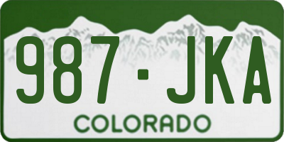 CO license plate 987JKA