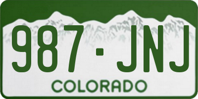 CO license plate 987JNJ