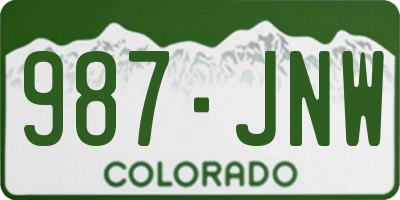 CO license plate 987JNW