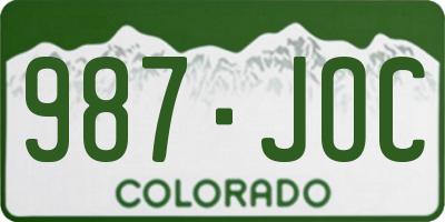 CO license plate 987JOC