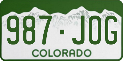 CO license plate 987JOG