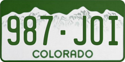 CO license plate 987JOI