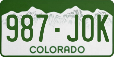 CO license plate 987JOK