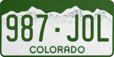 CO license plate 987JOL
