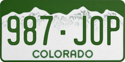 CO license plate 987JOP