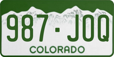 CO license plate 987JOQ