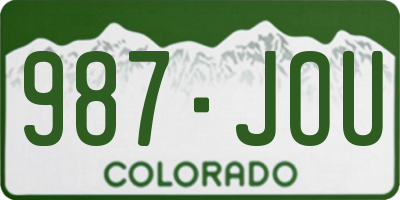 CO license plate 987JOU