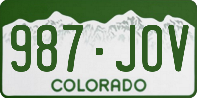 CO license plate 987JOV