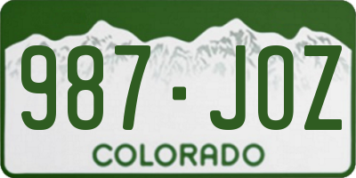 CO license plate 987JOZ