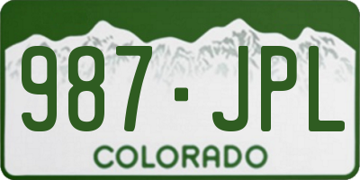 CO license plate 987JPL