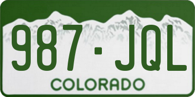 CO license plate 987JQL