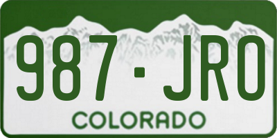 CO license plate 987JRO
