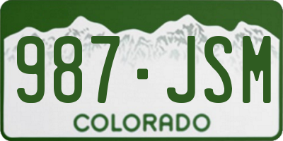CO license plate 987JSM