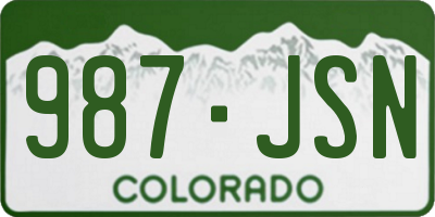 CO license plate 987JSN