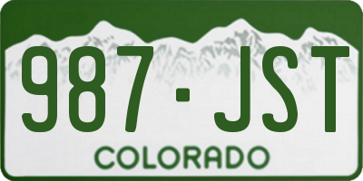 CO license plate 987JST