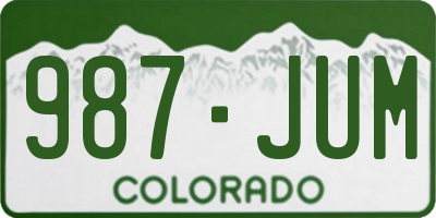 CO license plate 987JUM