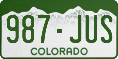 CO license plate 987JUS