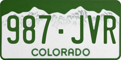 CO license plate 987JVR