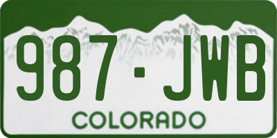 CO license plate 987JWB