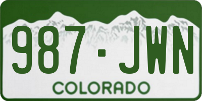CO license plate 987JWN