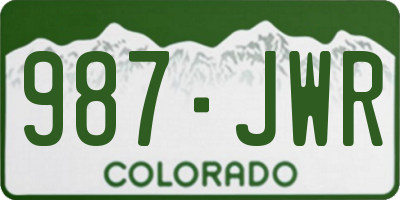 CO license plate 987JWR