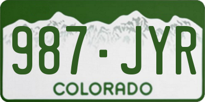 CO license plate 987JYR