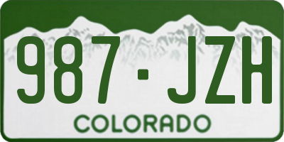 CO license plate 987JZH