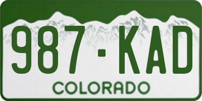 CO license plate 987KAD